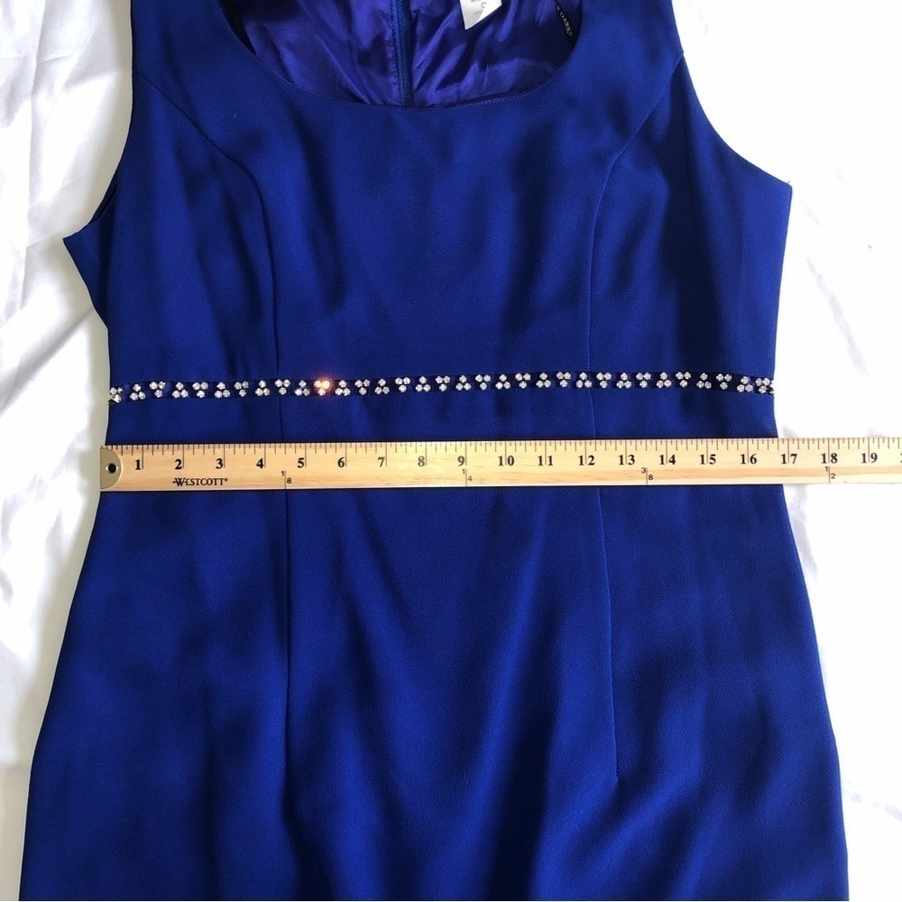 After Dark Evening Gown Blue Rhinestones Formal Prom Sleeveless - Picture 5 of 12